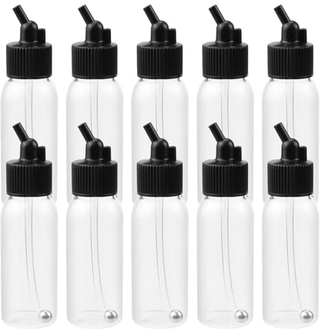 T Tulead Plastic Jar Bottles Airbrush Paint Bottles 30ML Dual-Action Siphon Suction Feed Airbrush Accessories Pack of 10