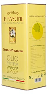 Le Fascine Huile d'Olive Extra Vierge 100% Italienne Pugliese Produit à partir d'Olives Provençales (boîte de 5 litres)