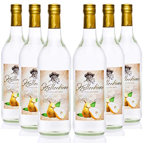Kellerbirne® 1,0 Liter 6 Flaschen Kultbrand Williams-Christ-Birne/Poire Birnenschnaps, Nürnberg, Direkt vom Hersteller, Sensationelle Qualität, Höchste Qualitäts Prinzipien je 1000 ml