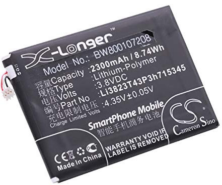 vhbw batteria sostituisce ZTE Li3820T43P3h715345, Li3823T43P3h715345-H per smartphone cellulare (2300mAh, 3,8V, Li-Poly)