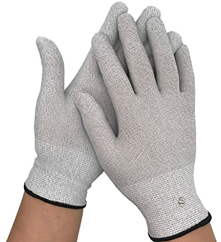 Zyxdk 1 Paar Silberfaser Leitfähige Handschuhe Kompatibel für TENS/EMS-Gerät Bei Arthritischen Schmerzen, Sportverletzungen, Postoperative Schmerzen und Mehr (Color : Grey)