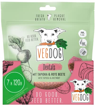 VEGDOG Dentals hypoallergene Kausticks für Hunde (7 x 120 g) | fettarmer Kauspaß für gesunde Zähne | Zahnpflege für Allergiker mit Kartoffel und Tapioka