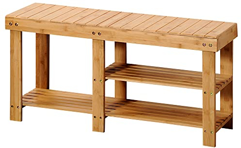 Kesper | Sitzbank, Material: Bambus, Maße: B: 90 x H: 45 x T: 27 cm, Farbe: Braun | 19484 13
