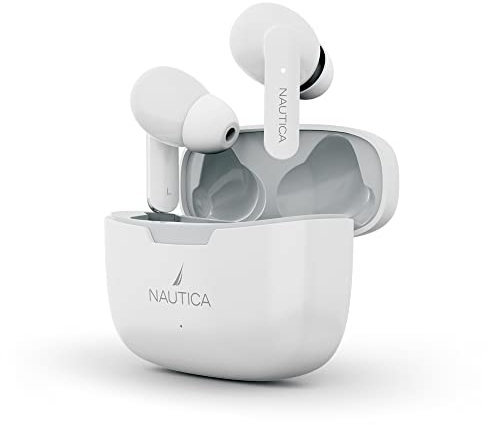 Nautica T200 True Auriculares estéreo inalámbricos Bluetooth v5.1 TWS Auriculares intrauditivos con micrófono integrado, auriculares inalámbricos Bluetooth con funda de carga Control táctil