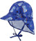 LACOFIA Baby Sonnenhut mit Bindebändern und Nackenschutz Kinder Strand Mützen Kleinkind Sommer Visier Cap Blau Dinosaurier 2-5 Jahre