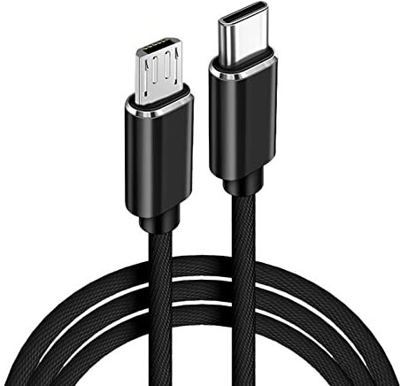 USB C to Micro USB Adapter Cable, Micro USB Male to Type-C Reversible Converter Wire, Nylon Braided Thunderbolt to Micro-B 2.0 Data Lead OTG Cord for MacBook Pro Air S22 S21 S20 S10 Pixel (1m)