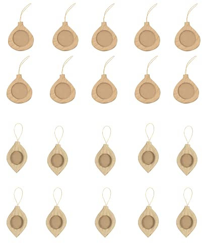 Décopatch (gamme loisirs Clairefontaine) NO054AMZC - Un lot de 20 cadres boules à suspendre - pour photo 5 cm - 2 formes : Meringue ou boule allongée - A customiser (peinture, paillettes, collage…)