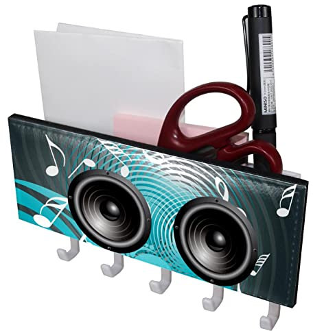 Music Speaker Wall Mounted Key Hooks Key Holder Mail Sorter Letter Sorter Home Decor for Entryway Office