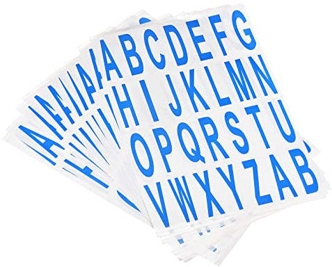 sourcing map Buchstaben Aufkleber Blau Alphabet Klebebuchstaben Etikett PVC Vinyl für Briefkasten Adresse Fenster Tür 15 Stück