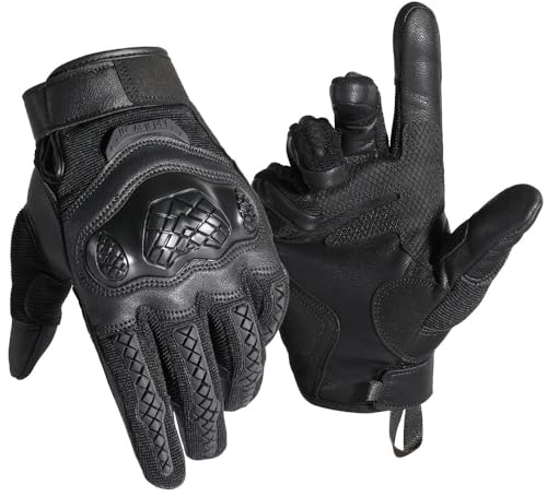 WTACTFUL Motorradhandschuhe Herren Damen, Touchscreen Motorrad Handschuhe Herr für Motorradrennen, Taktische Handschuhe, Mountainbike Radfahren, Motorradfahren Motorcross Fahrradhandschuhe Schwarz S
