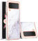 Yarxiawin Coque pour Samsung Galaxy Z Flip 4 Transparente Silicone Bordure, Rose Étui Slim Design Élégant Marbre Housse Antichoc Case Toucher Doux Mince (Blanc)