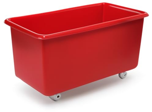 Horison Industries Mobile Plastic Bin 1400x785x770mm, 455 L Red Trolley On Wheels Glass Bottle Recycling Bins, Bottle Skips for Home Bar, Outdoor Bars & Hotels, Heavy Duty Plastic Storage Boxes