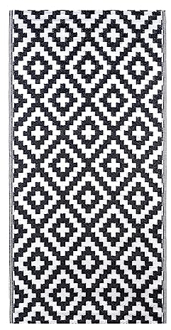 Marrakesch Outdoor Teppich Charo 90x180cm Outdoorteppich wetterfest modern Für Terrasse Balkon oder Garten, Boho Deko