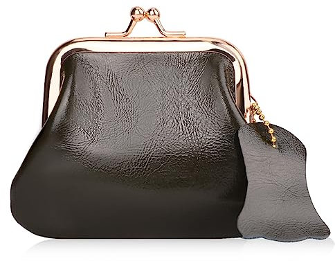 Oyachic Leather Coin Purse Cash Holder Cable Makeup Organizer Change Pouch Wallet Bag Clutch with Clasp for Men Women (Green)