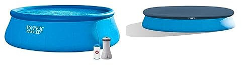 Intex - 26168NP - Kit Piscine Easy Set Autoportante (Ø) 4,57 X (H) 1,22M & 28023 - Bâche Protection pour Piscine Autoportante 4M57
