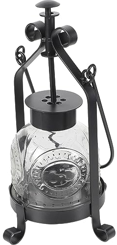 DOITOOL Retro Tragbare Öllampe Öl Brennende Laterne Aus Glas Alte Petroleumlampe Handgefertigte Petroleumlampe Eisenkunst-kerzenhalter Vintage Öllaterne Schmiedeeisen Kerzenlicht Jahrgang