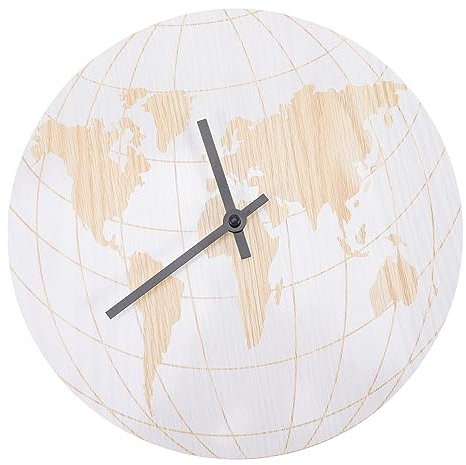 Garneck Wanduhr Batteriebetrieben Geräuschlos Runde Weltkarte Holz Für Zuhause Büro Schlafzimmer Gästezimmer Esszimmer Dekor Heimuhr Stilvolle Retro-Uhr