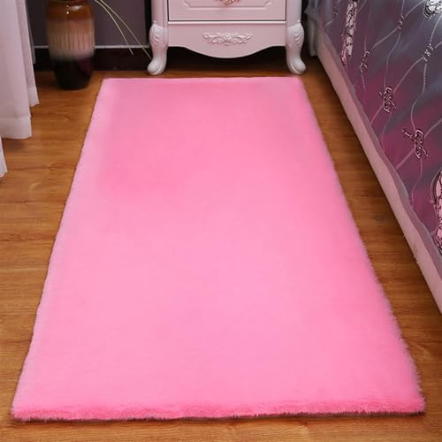 ZWPILY Hochflor Teppich, Einfarbig, Flauschiger Langflor Teppich, Shaggy Flokati, Rechteckig, Pflegeleicht, Wohnzimmerteppich - Fellteppich - Modern Kunstfell Carpet Für Schlafzimmer,Rosa,200x200 cm