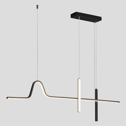 KCO Moderne lineare schwarze Pendelleuchte, dimmbar, LED, Hängeleuchte, Bauernhaus, lange Esszimmer, Hängeleuchte für Küche, verstellbare Inselleuchten für Küche