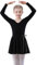 FONLAM Mädchen Ballettkleid Balletttrikot Langarm Tanzkleid Turnanzug Tanzbody Ballettrock Kinder Ballettanzug Baumwolle (5-6 Jahre, Schwarz)