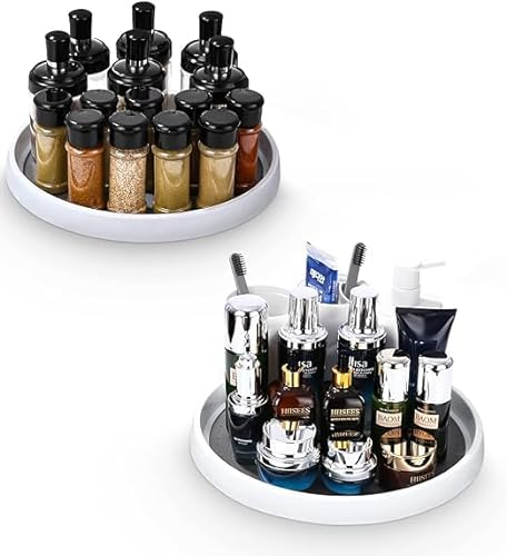 2PCS Organizador Cocina, Especieros para Cocina, Especiero Giratorio, Organizador Especias, Bandeja Giratoria, Giratorio para condimentos para Botellas, Frutas, Cosmético, Armario, Despensa(30cm)