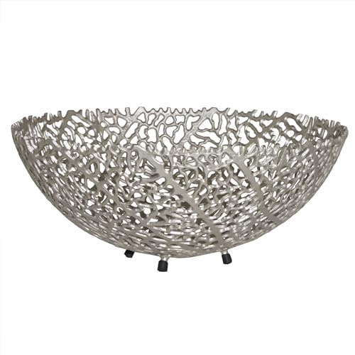 Schale ABSTRACT LEAF - 45cm - silber - Metall-Aluminium-Legierung | Unikat, montiert geliefert, Aufbewahrung, Dekoartion, hochwertige Metalloptik, modernes Design, handgefertigt