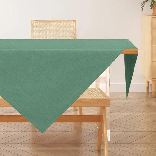 AooHome Tischdecke Abwaschbar, Grün Mitteldecke 80x80cm Leinen-Optik Tischtuch aus Polyester Wasserabweisend mit Lotuseffekt, Dauerhaft Kratzfest für Wohnzimmer, Esszimmer, Balkon, Garten
