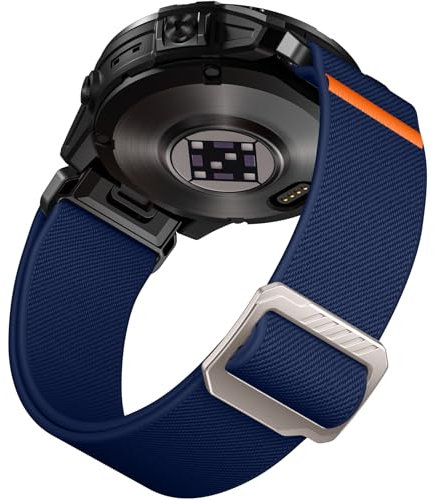 Laffav Kompatibel mit Garmin Fenix 6 Pro Armband/Fenix 6/Fenix 5/Fenix 7 Pro/Fenix 7 Armband, Nylon Elastisch QuickFit 22mm Ersatz Armband für Garmin Instinct/Epix Gen 2/Forerunner 965/955,Dunkelblau