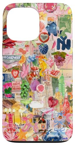 Hülle für iPhone 13 Pro Max New York Collage Scrapbook Ästhetisches Rosa