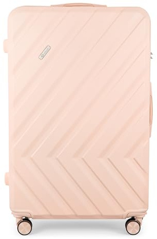 Solier Hartschalen Reisegepäck Koffer Reisekoffer – Koffer mit 4 Rollen - Rollkoffer mit Zahlenschloss - Hardcase Flugkoffer Reisetrolley (Lachs, XL 65L)