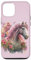 Hülle für iPhone 12/12 Pro Weißes Pferd, rosa Mähne, Waldpony, geblümt, Pferd
