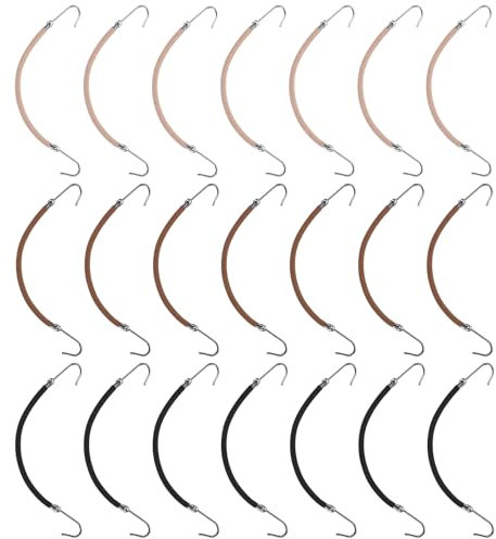 COMNICO 21 elastici per capelli con ganci, per acconciature a coda di cavallo, con gancio, supporto per coda di cavallo, per donne e ragazze, nero, albicocca, caffè