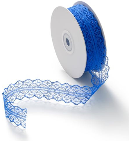 CHUQING Blau Spitzenband Zierband Spitzenborte Vintage Geschenkband Spitze Schleifenband Hochzeit Dekoband,3cm x 23 m,Dunkelblau