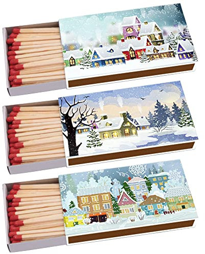 Kaminhölzer Winterdorf Kaminstreichholz Zigarrenhölzer Pfeifenhölzer 100mm Streichhölzer Kaminanzünder Zündhölzer Zigarre Pfeife Kamin Grill Kerze Grillanzünder Lange Brenndauer (3 Packungen)