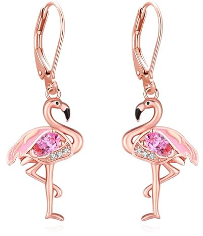 Eusense Flamingo Ohrringe 925 Sterling Silber Tropfen Ohrringe Vogel Ohrringe Schmuck Geschenk für Frauen Mädchen