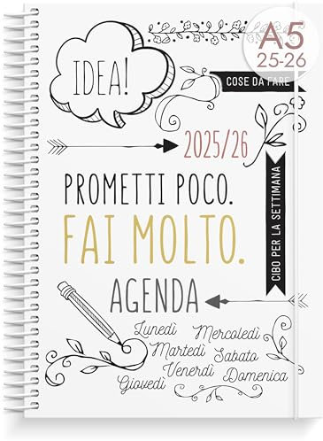 Burde Doodle A5 - Calendario 2025/2026, Agenda Settimanale A5 per Studenti, Insegnanti & Professionisti, Calendario 12 Mesi, Formato Notebook