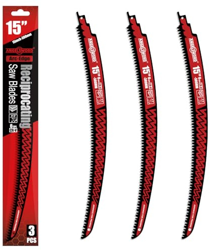 ANGELSWORD 15 Inch Arc Edge Reciprocating Saw Blade, 6TPI Wood Pruning Saw Blades for Tree Trimming, Wood Cutting, 3 Pack