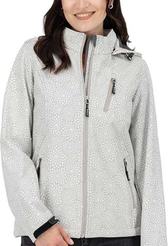 DEPROC-Active Damen Mit Abnehmbarer Kapuze Übergangsjacke Windbreaker Shelby Peak Softshelljacke, Offwhite, 40 EU