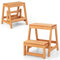 COSTWAY 2 Tier Step Stool for Kids and Adults, Wooden Folding Stepladder Stools Plant Stand, Multifunctional Ladder Display Rack Shoe Bench Up to 150kg