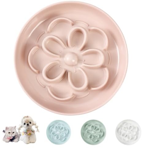 Anti-Schling Fressnapf Katze aus Melamin - Labyrinth Futternapf für langsames Fressen - Katzennapf für Trocken- & Nassfutter - Spülmaschinenfest - 16 x 2,5 cm - Rosa