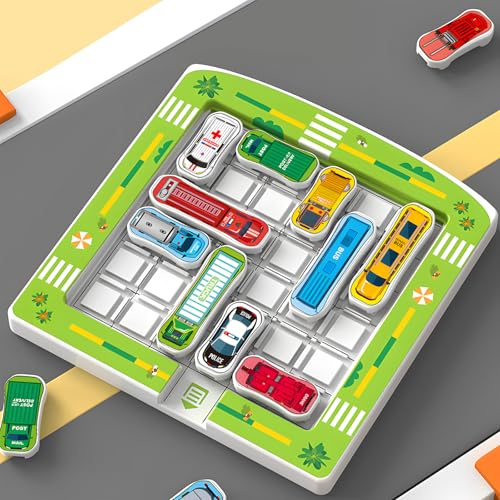 Logikspiele ab 5 6 7 8 Jahre Parkspiel - 15 Auto Spielzeug Stauspiel Logikspiel mit 360 Levels, Auto Spiele, Stauspiel Ausparken Spiel, Geduldspiel Denken Puzzle Kinderspiele ab 3 4 5 6 7 8 9 Jahren