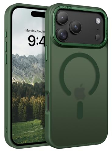 GUAGUA Handyhülle für iPhone 17 Pro Hülle [Kompatibel mit MagSafe] Matt Magnetisch Durchscheinende Rückseite Stoßfest FallSchutz Kameraschutz Schutzhülle Dünn Case (6,3 Zoll) Grün