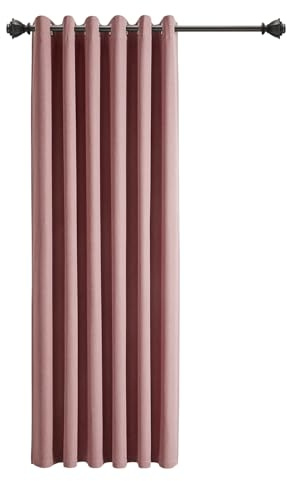 INSPIRE HOMEWARE 100% Blackout Eyelet Linen Curtains for Living Room 66x84 Inch Drop Thermal Insulated & Super soft Ring Top Blush Curtain Single Panel with Matching Tie Backs