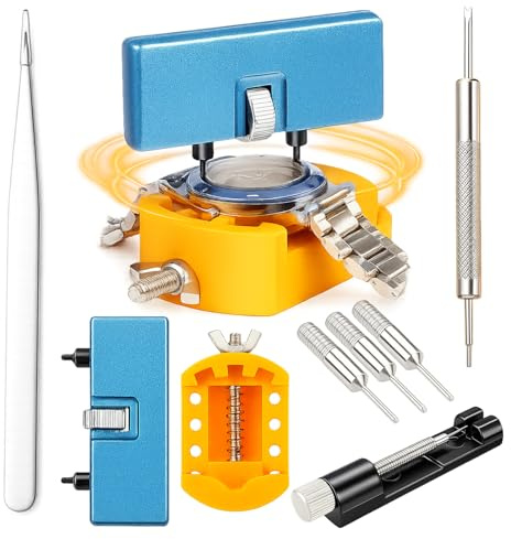 BeoTnp 8Pcs Watch Battery Replacement Kit and Watch Link Removal Kit with 3 Extra Pins, Watch Wrench Back Remover for Rotate Open Watch Cover, Watch Strap Replacement and Resizing