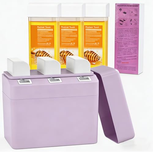 LINBEAUTI 3-in-1 Roll-on Wachserhitzer Set, Roll-on Wachs Haarentfernung Set mit 3 Honigwachs Patronen, Warmwachs Set für Beine, Arme, Achselhöhlen, schnell einsatzbereit in 10 Minuten