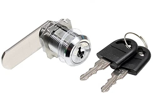 KeyMet Serratura per armadio a leva, 25 mm, cilindro universale, per mobili, serratura per cassetta delle lettere, argento, diametro 19 mm, 1 lucchetto con 2 chiavi