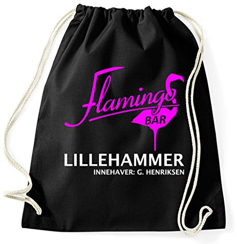 STYLETEX23 Flamingo Bar Logo Lilyhammer Lillehammer Turnbeutel Sportbeutel, schwarz