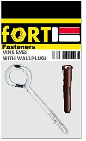 Fort Fasteners Steel Vine Eyes 100mm x 4.4mm (4 Inch) with Wallplug Bzp Pack of 25