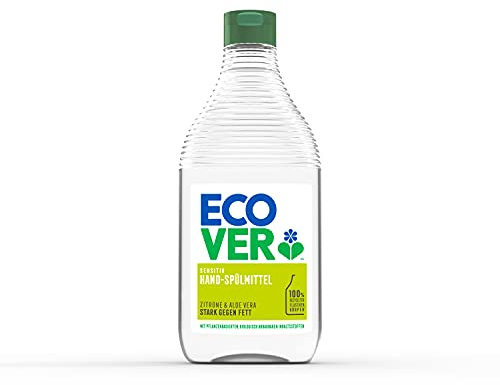 Ecover Spülmittel, stark gegen Fett und Schmutz, frischer Zitronen- und Aloe-Vera-Duft, für das Spülen von Hand, 1 x 450 ml