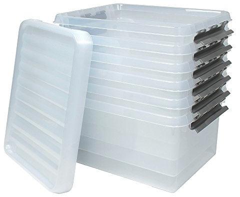 BRB 6X Aufbewahrungsbox mit Deckel, transparent, LxBxH 500x400x260 mm, 36 Liter Box